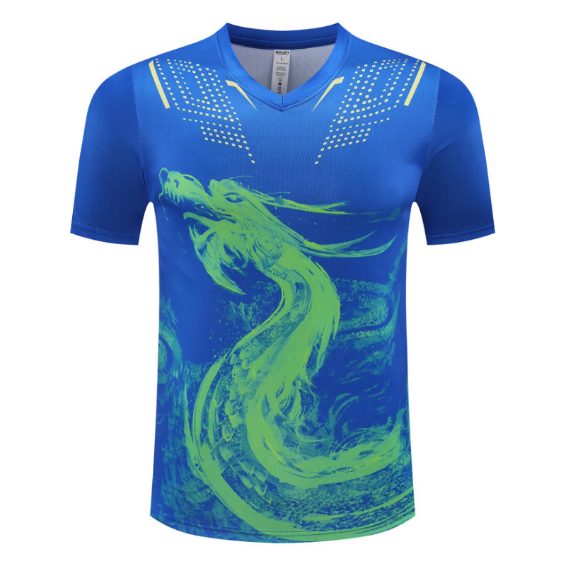 Table Tennis China - メンズドラゴン半袖卓球Tシャツ,ユニセックスバドミントンTシャツ,速乾性,卓球クラブトップ