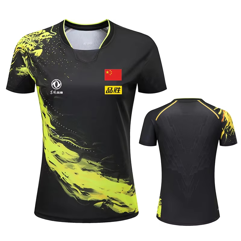 Table Tennis China - 男性と女性のためのドラゴンプリント卓球Tシャツ,ファッションバドミントンスポーツTシャツ,ピンポンジャージ,フィットネスシャツ,中国