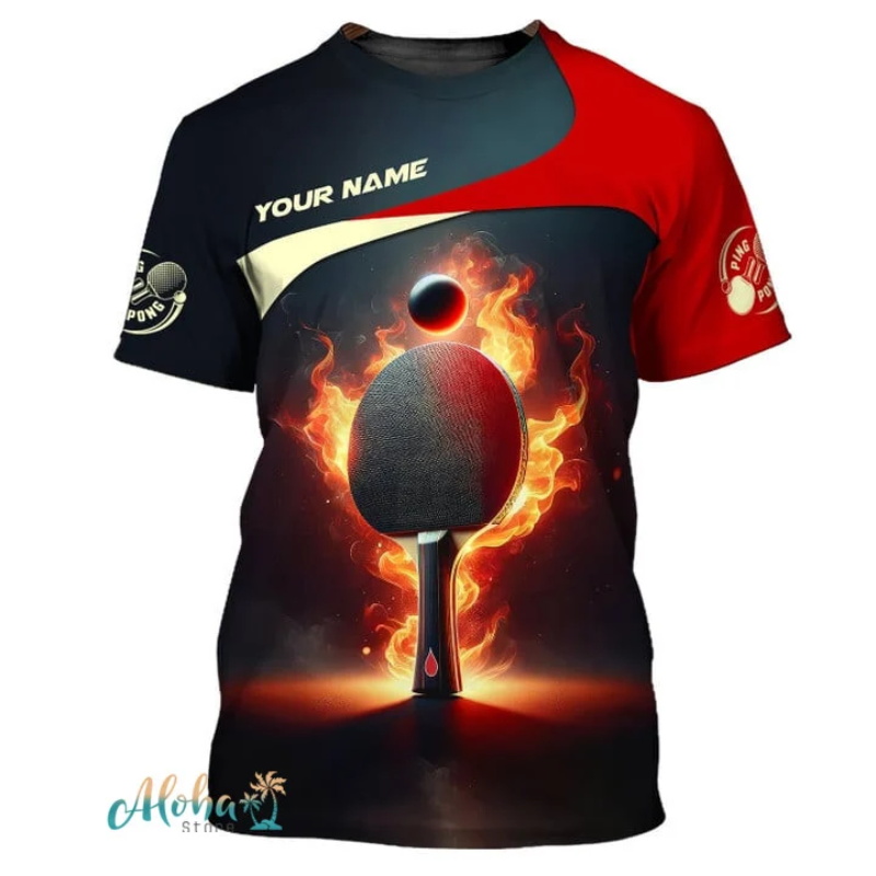 Table Tennis China - メンズ半袖クルーネックTシャツ,ピンポントップ,フルプリント,卓球服,ラージサイズ,夏