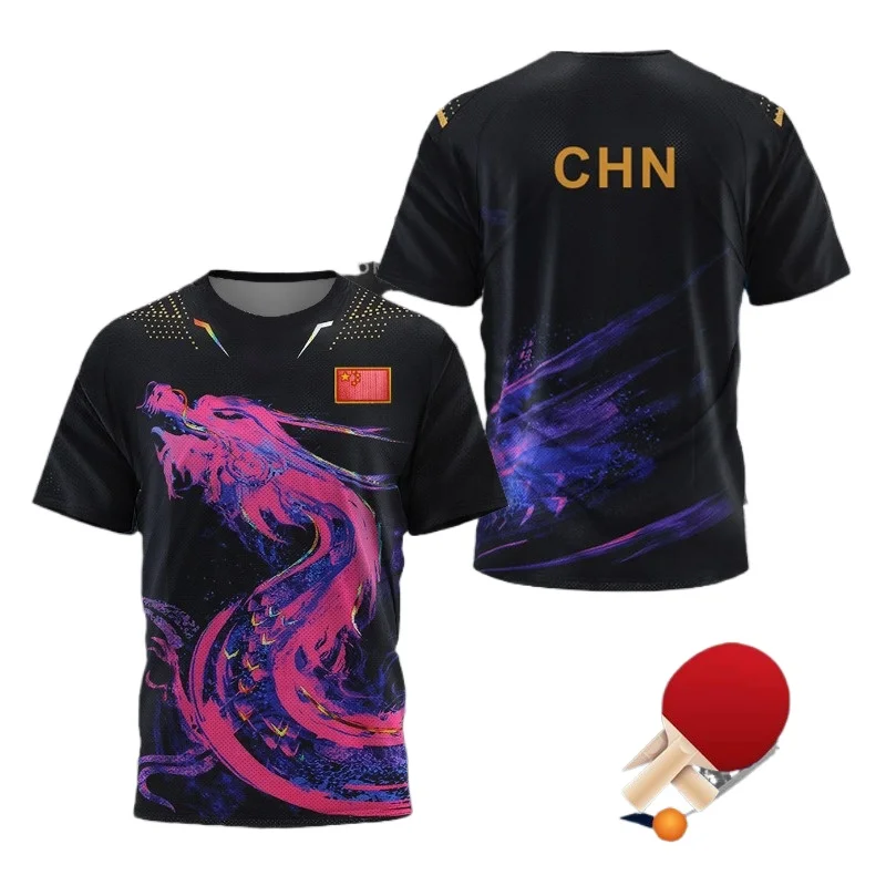 中国ドラゴン卓球グラフィック Tシャツ男性用衣類ファッション - Table Tennis China のレビューと価格
